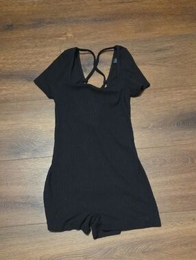 Wild Fable Black Shorts Romper with Crisscross Back Small